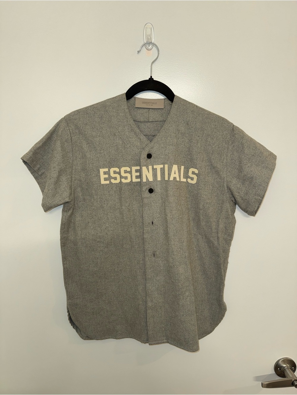 ESSENTIALS Men's Heather Gray Button Baseball Jersey